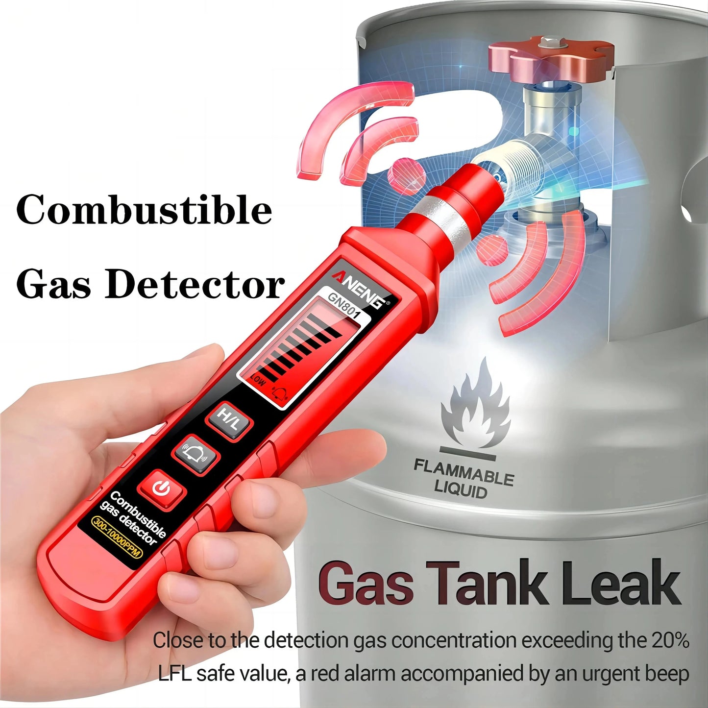 Gas-sensitive Semi-conduct Detector 300~10000PPM Gas Leakage Analyzer Combustible Meter Environment Test Sensor Tool