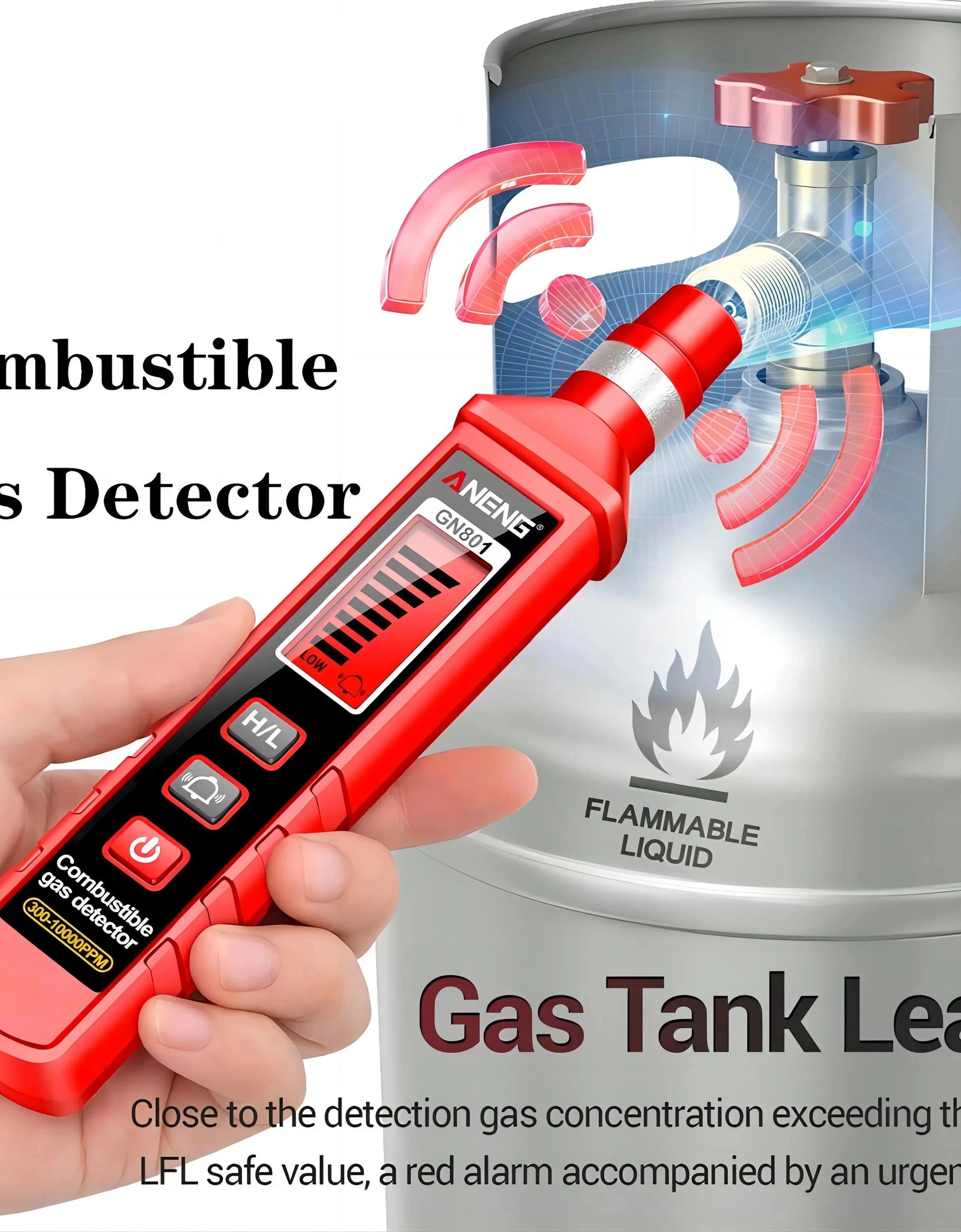 Gas-sensitive Semi-conduct Detector 300~10000PPM Gas Leakage Analyzer Combustible Meter Environment Test Sensor Tool