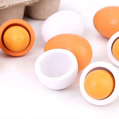 1Set Wooden Color Artificial Egg Toys Easter Eggs Handmade DIY Egg Easter Party Decorations Creative Building Blocks Place Toys