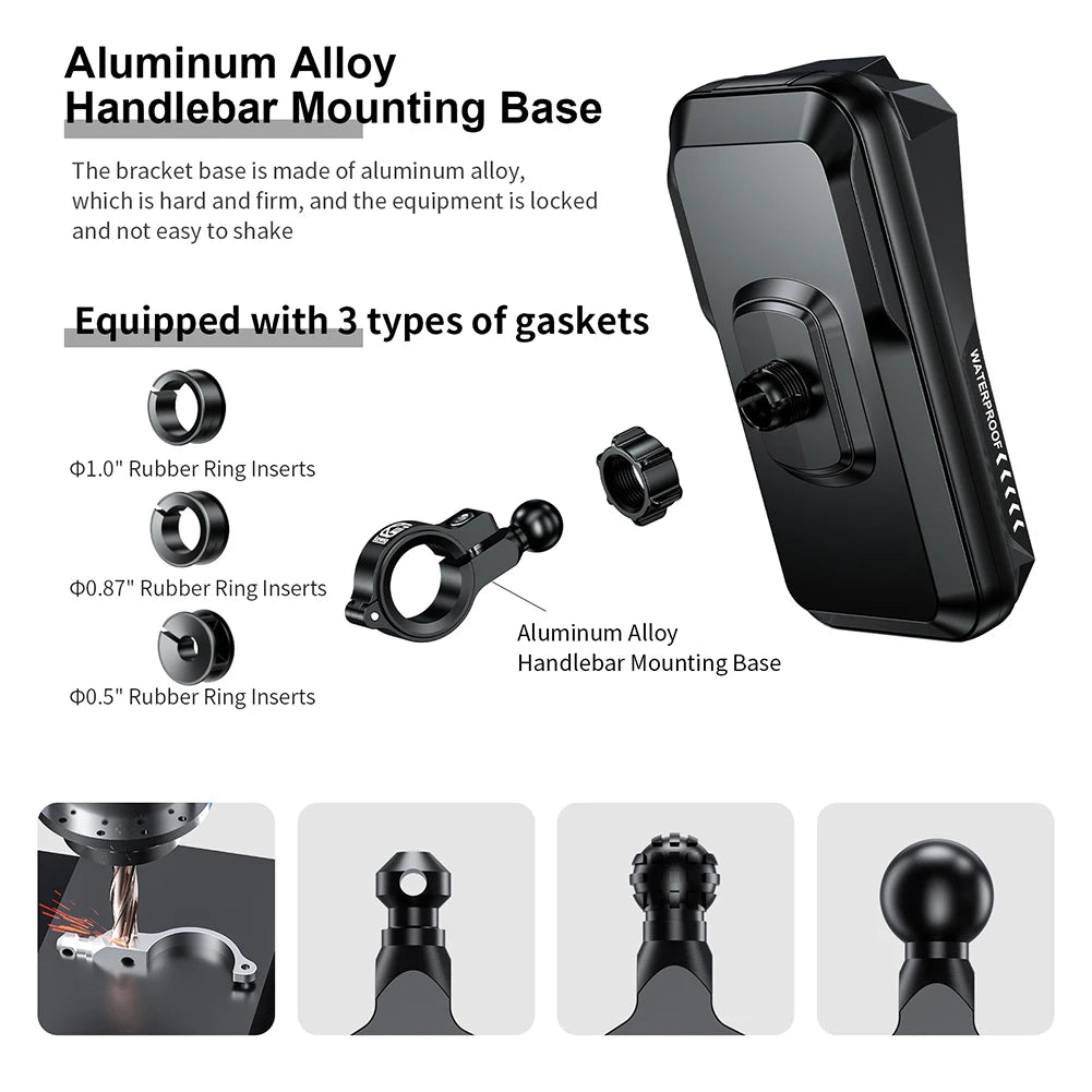 Waterproof Bike Bicycle Phone Case Universal Motorcycle Handlebar Phone Holder Stand Motorbike Scooter Cell Phone Mount Bracket