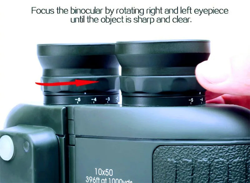 Binoculars 10x50 Professional Powerful Telescope Marine Waterproof With Compass Rangefinder Hunting Hiking Camping Navigation