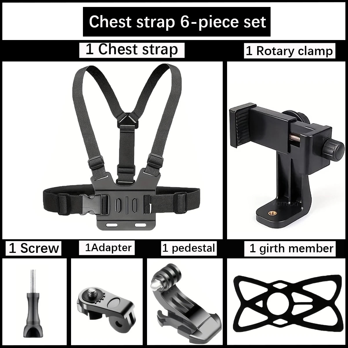 Adjustable Headband and Chest Mount Strap Holder for Mobile Phones and Action Cameras Compatible with GoPro DJI and More Hands Free Shooting Accessory