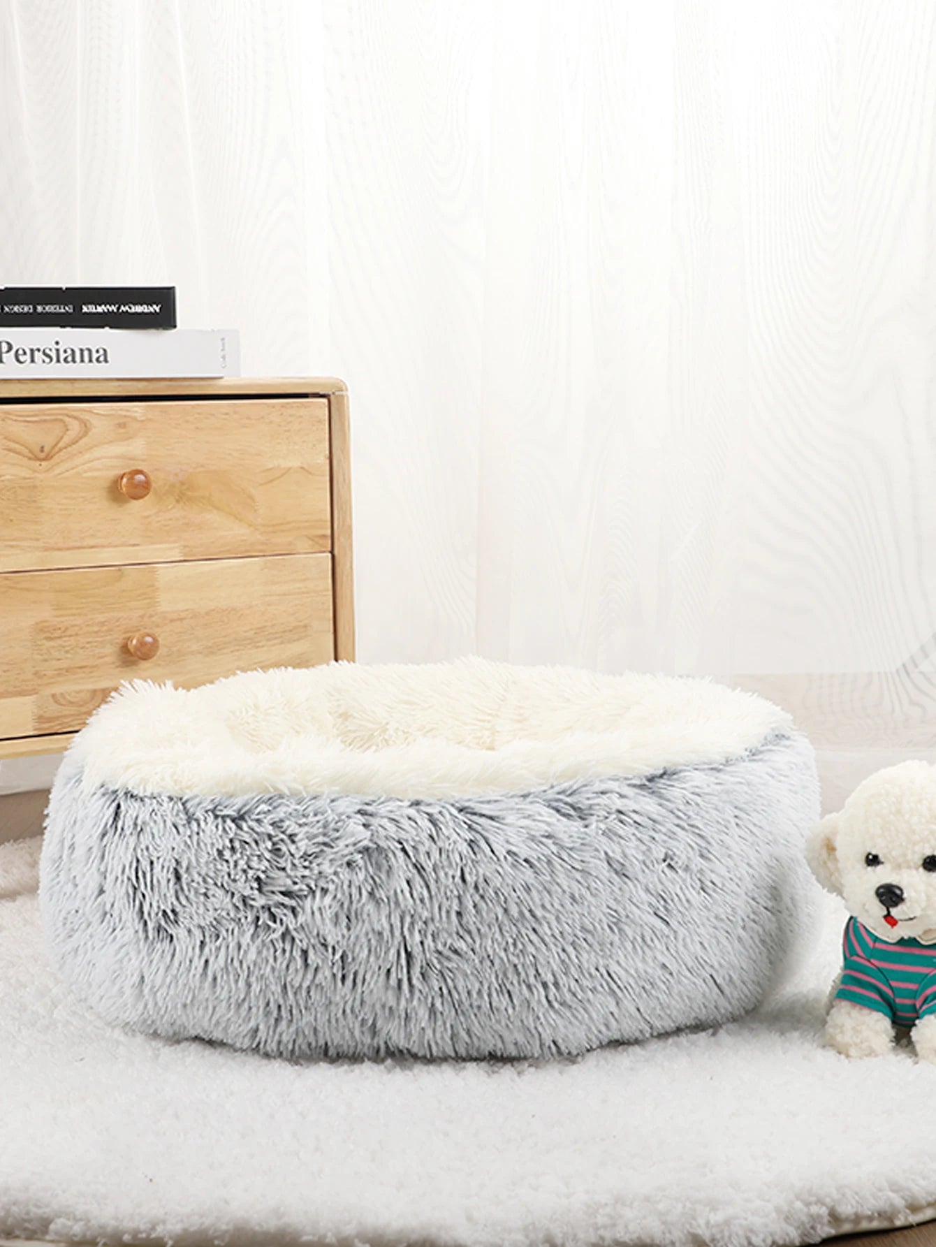 Round Plush Donut Dog Bed Pet Cushion