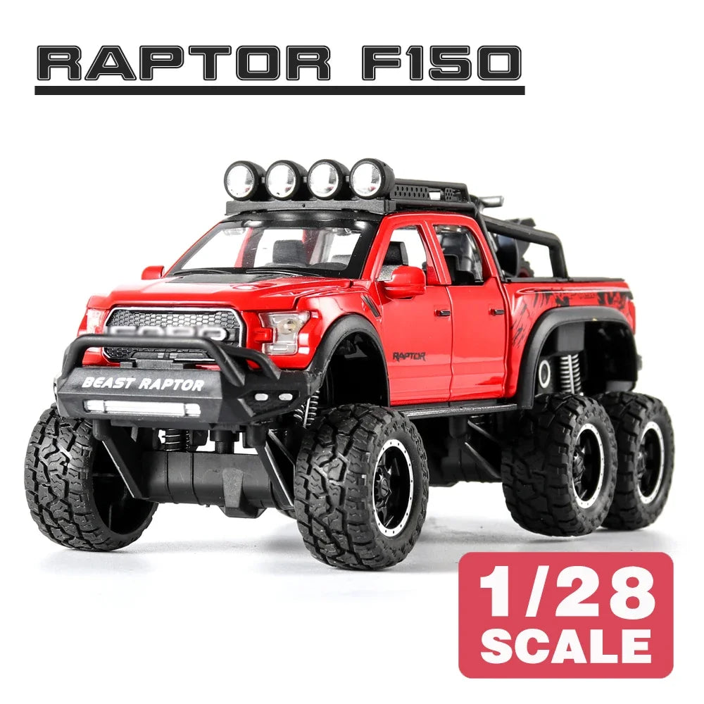 1/28 Raptor F150/G63 Pickup Big Wheels Car Model Toy Alloy Diecast Metal Monster Truck Car Off-road Vehicle Collection