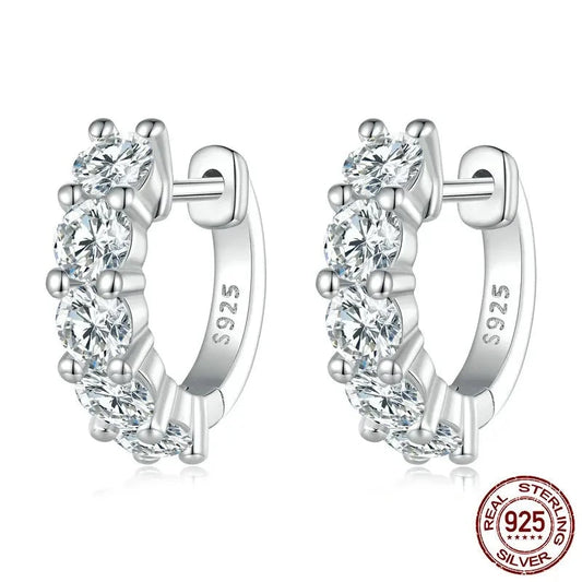 2.0 CT D Color VVS1 EX Moissanite 925 Sterling Silver Hoop Earrings 3.5mm Round Diamond Cut Platinum Plated Earrings