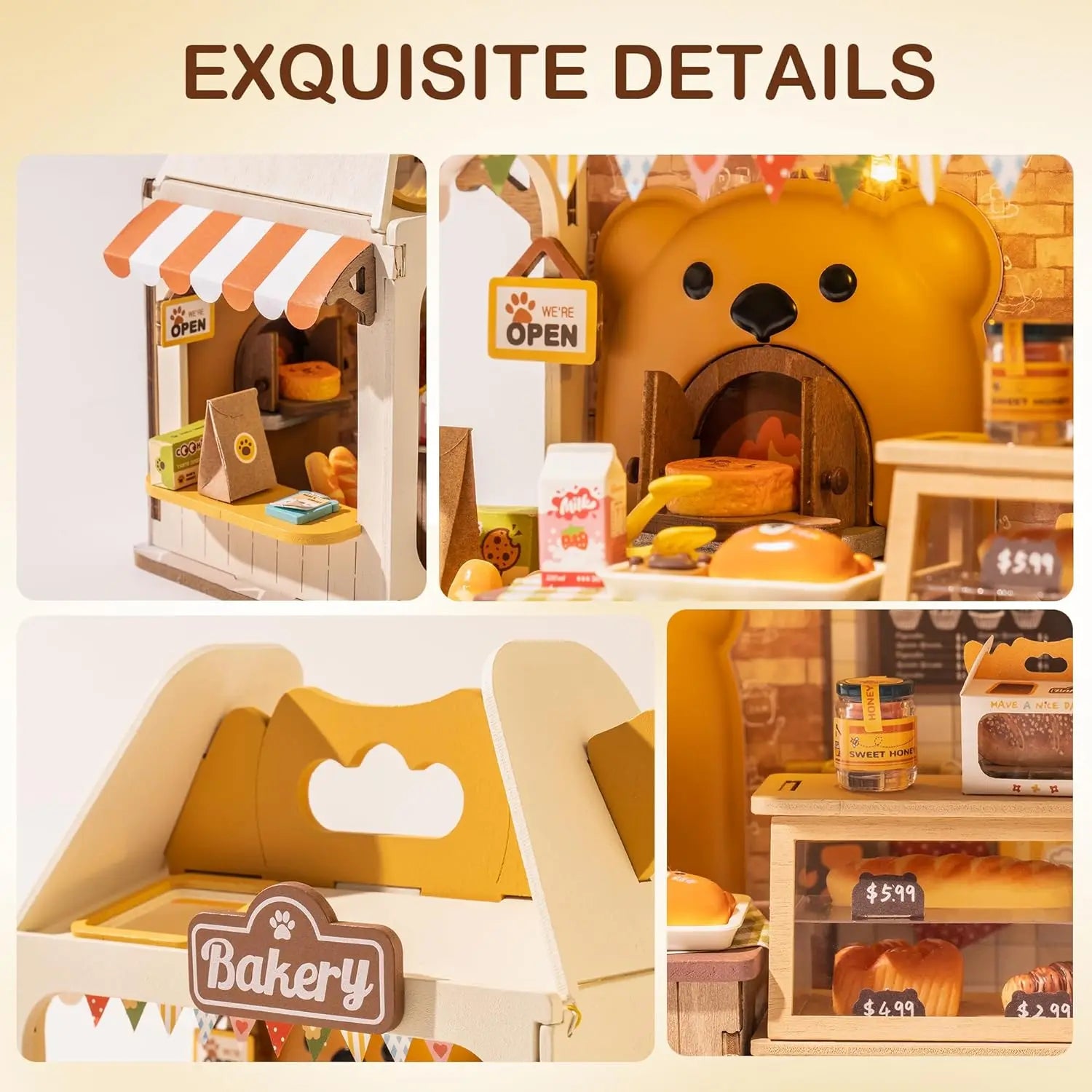 Food Box Shop Rolife Miniature Doll House DIY Miniature House Kit Diorama House Building Set with LED Room