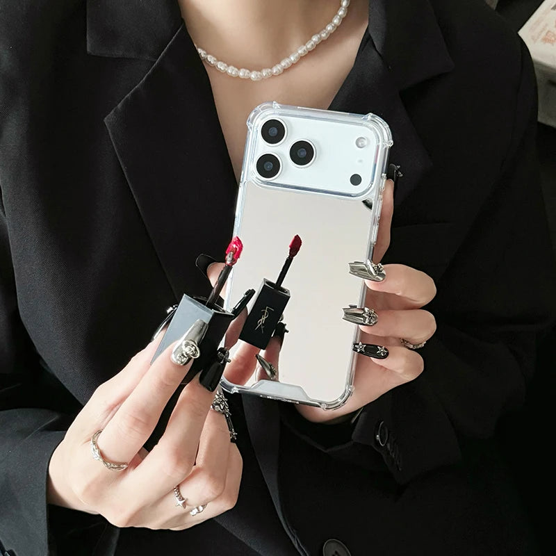 Luxury Plating Make Up Mirror Phone Case For iPhone 17 16 15 Pro Max 14 Plus Air Shockproof Cover