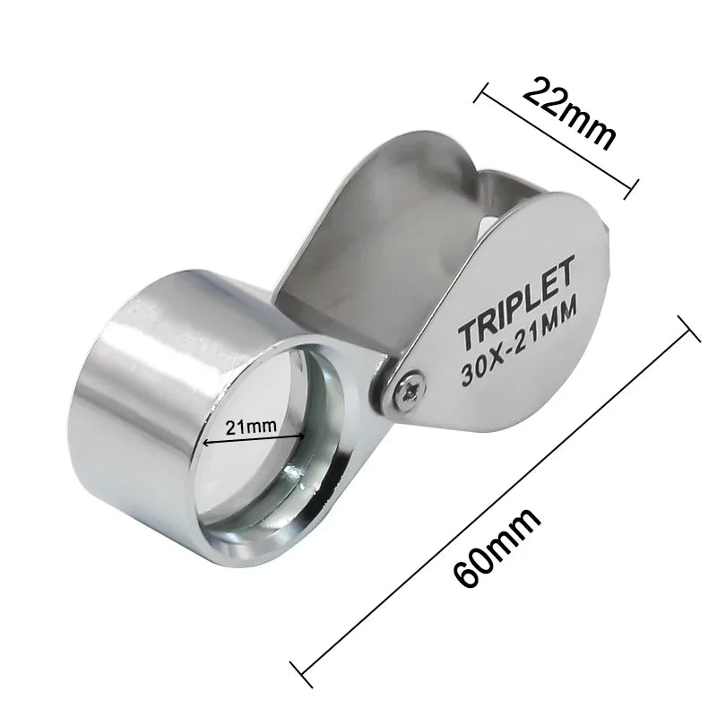 10X 20X 30X Triplet Jewelry Loupe Pocket Magnifier Glass