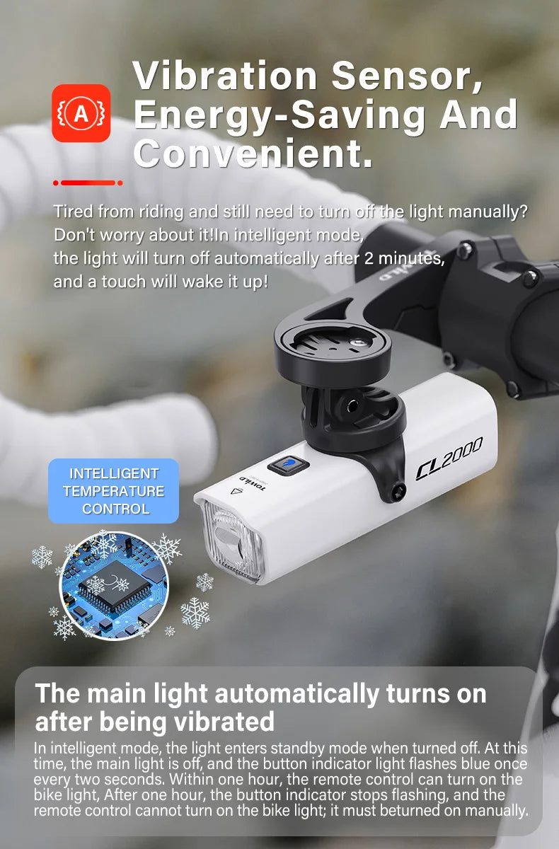 CL2000 Bicycle Light With Cut-off Line Beam 2000LM Rechargeable 5000mAh Led Bike Front Lights IPX6 MTB Cycling Headlights