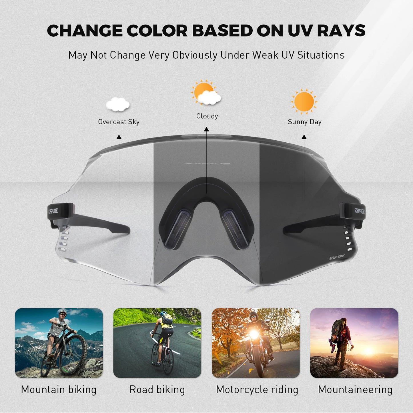 Photochromic Cycling Glasses UV400 Sports Sunglasses Men MTB Cycling Eyewear Road Bike Goggles Outdoor Bicycle Glasses