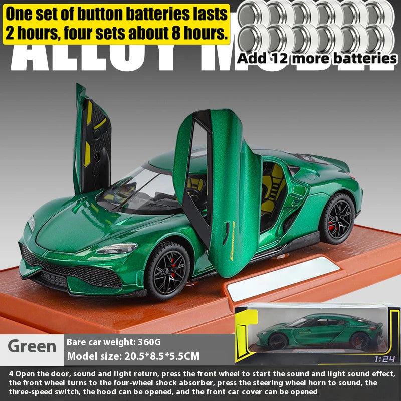 1:24 Gemera GT Sports Car Alloy Diecast Metal Model Sound Light Pull Back Toy Boys Simulation Car Model Ornament Present