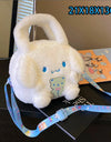 Sanrio Cartoon Plush Shoulder Bags Hello Kitty Kuromi Melody Cute Crossbody Bag Anime Children Handbag