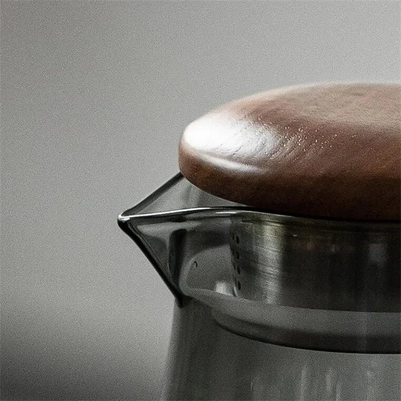 Large Capacity 2000ml Glass Water Jug with Wooden Handle and Filter Lid