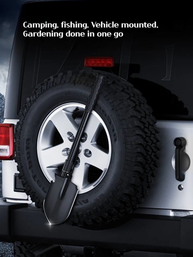 1pc Multifunctional Tactical Folding Shovel Survival Spade Saw Pickaxe Collapsible Engineer Shovel Stainless Steel