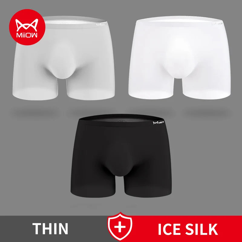 3-Pack Men’s Seamless Ice Silk Transparent Boxer Shorts – Breathable, Lightweight (Sizes L-4XL)