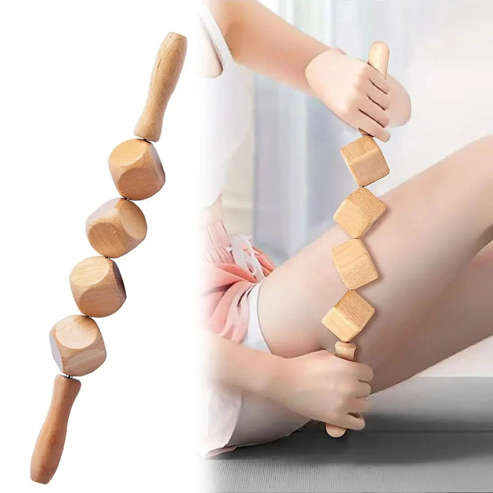 Wood Therapy Massage Roller Stick, Wooden Anti Cellulite Massager, Lymphatic Drainage Tool, Maderoterapia Colombiana Pain Relief