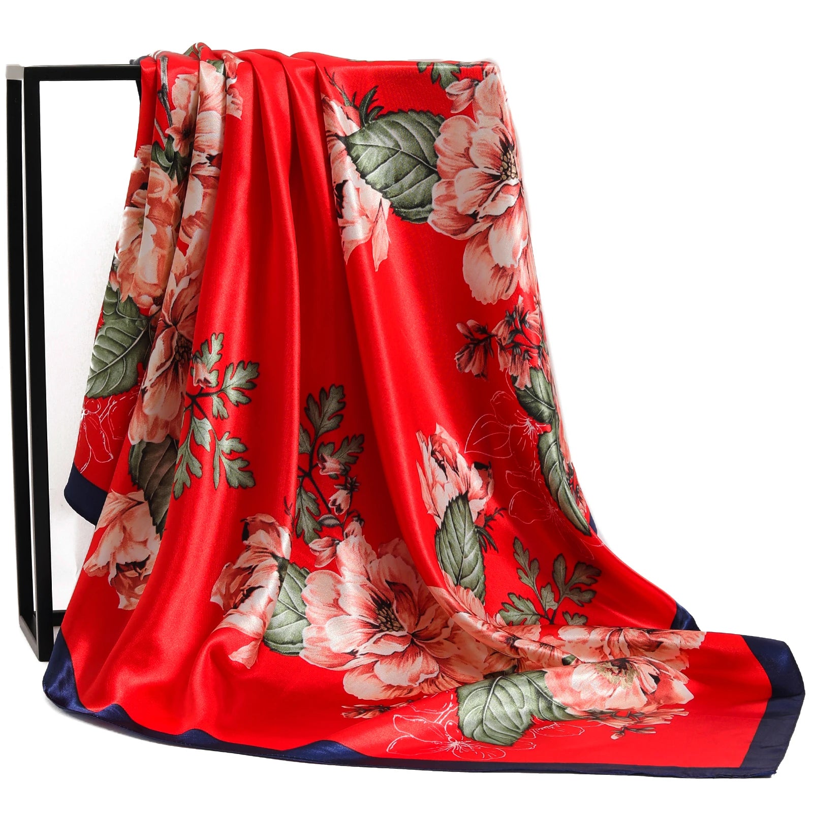 Women Scarf Silk Feeling Hair Neck Square Brand Office bandanna muffler Waiter Flight Attendants Handkerchief Rings wrap