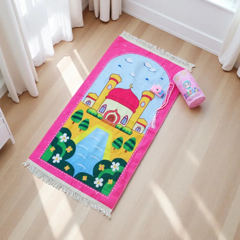 Prayer Rug Prayer Beads with Gift Box Janamaz Soft Sajadah Islamic Gifts Set Portable Prayers Carpet Mat