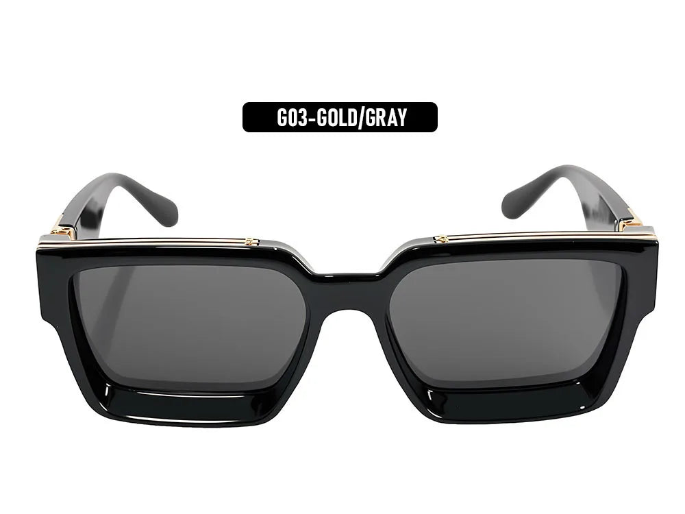 Vintage Square Thick Frame Sunglasses With UV400 Protection