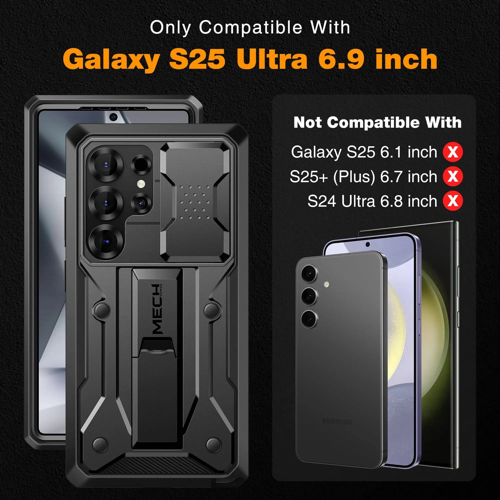 For Samsung Galaxy S25 Ultra Case Full-Body Heavy Duty Shockproof S25 Ultra Phone Case with Stand & Belt Clip Holster
