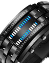Business Men Stainless Steel Blue Binary Luminous LED Electronic Watch Displays Waterproof Fashion Women Led Watch