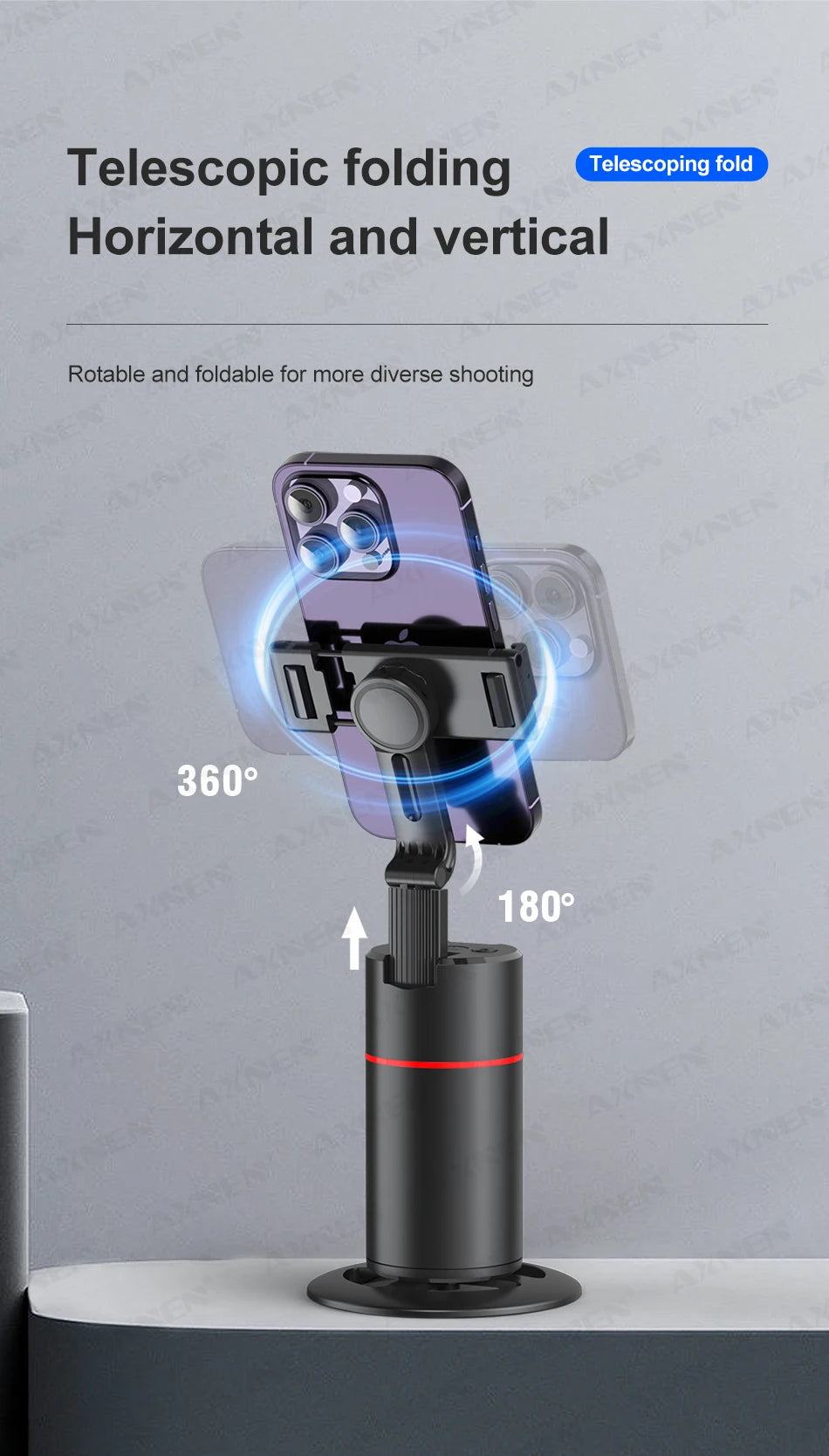 P02 360 Rotation Follow-up Gimbal Stabilizer Monopod Desktop Tracking Gimbal with Remote for Phone Live Photography