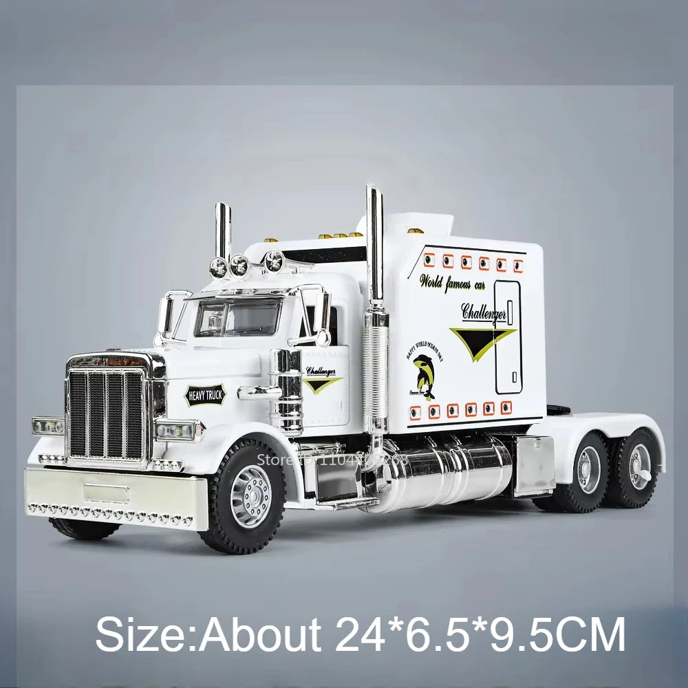 1:24 PETERBILT 389 Truck Toy Walking Tractor Car Model Alloy Die-cast Sound Light Vehicle Models Interior Decoration Present