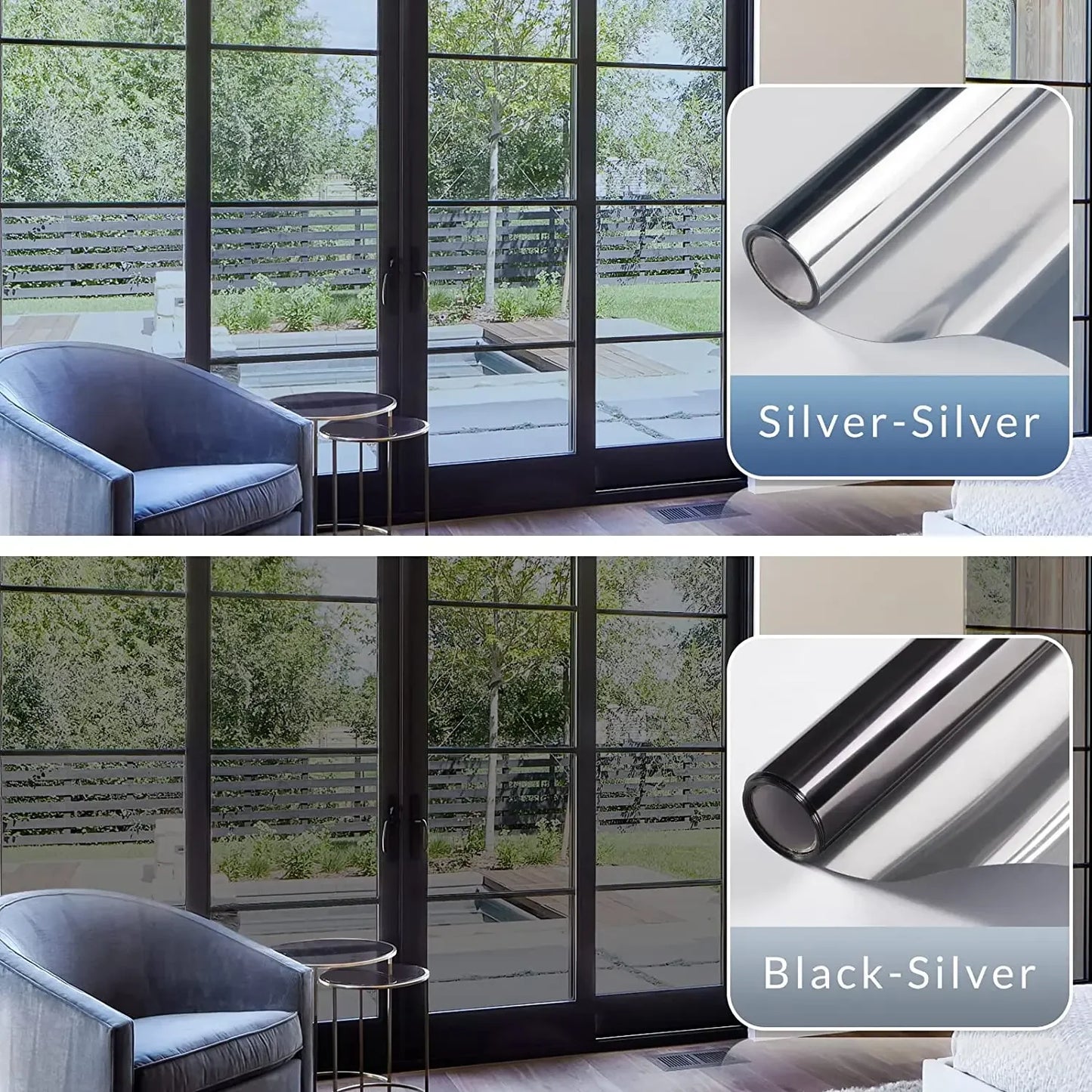 One-way Glass Window Film, Privacy Reflective Window Tint, Self Adhesive Sun UV Protection Heat Insulation Car Pet Film