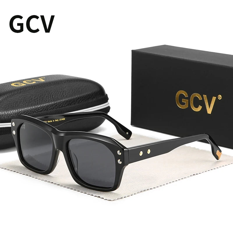 Acetate Square Polarized UV400 Mirror Gradient Fashion Sunglasses for Men Women Luxury Eyewear