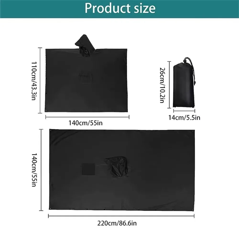 Three in One Waterproof Rain Poncho with Hood and Sleeves for Hiking