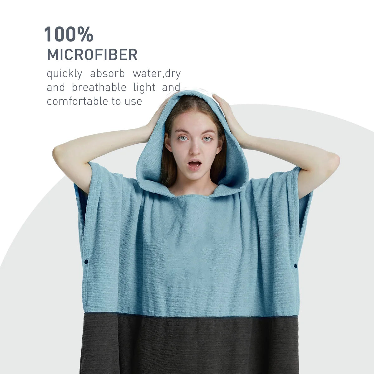 Quick Dry Microfiber Surf Poncho Towel with Hood for Adults