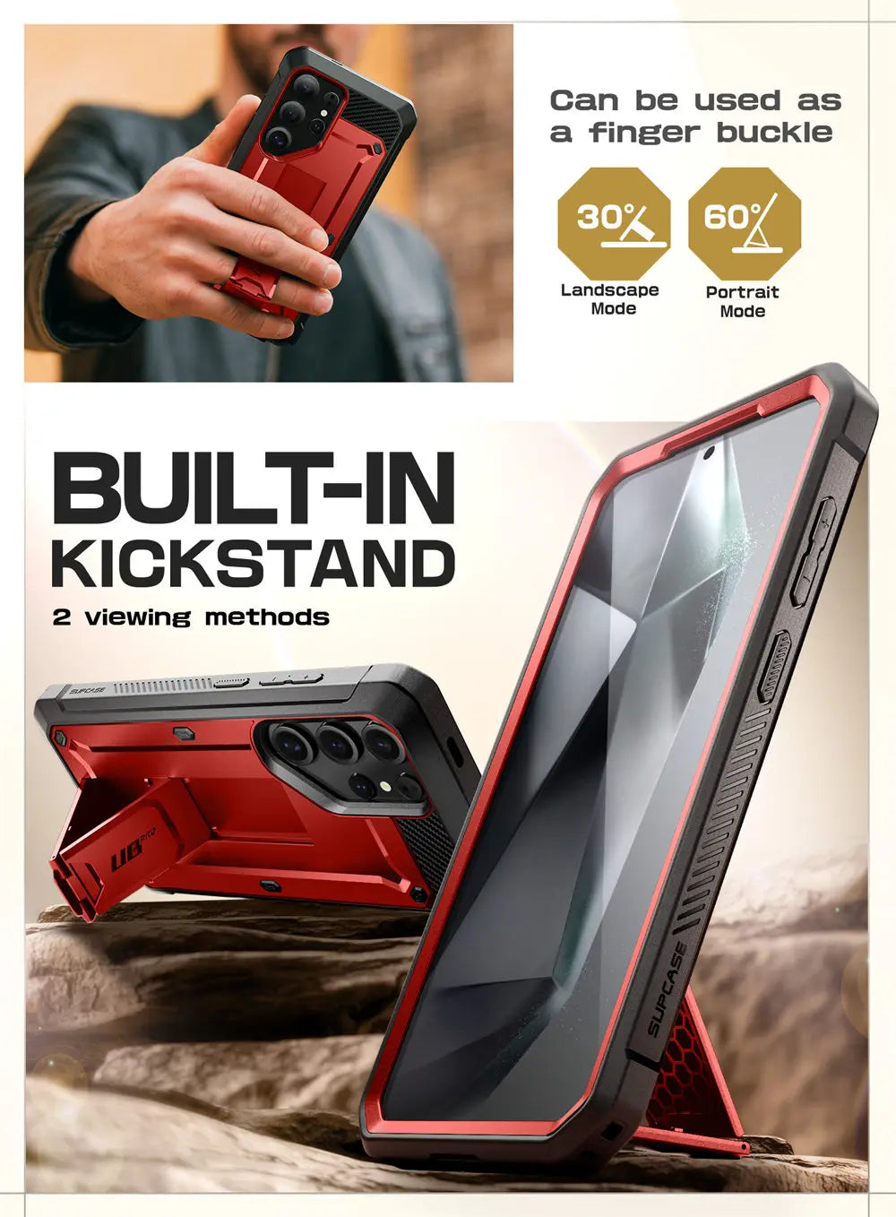 For Samsung Galaxy S25 Ultra Case UB Pro Full-Body Dual Layer Rugged Belt-Clip Phone Case with Built-in Screen Protector