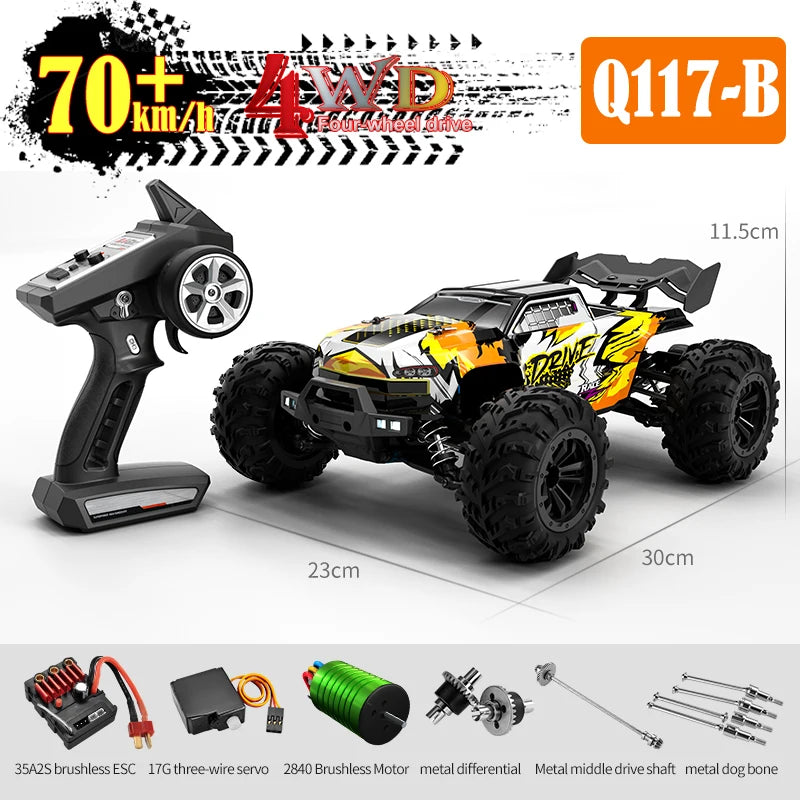 RC Car 1:16 70KM/H or 25KM/H Car Toys LED Headlight Shock-Absorbing Long Endurance With Adapt To All-Terrain 4WD Toys