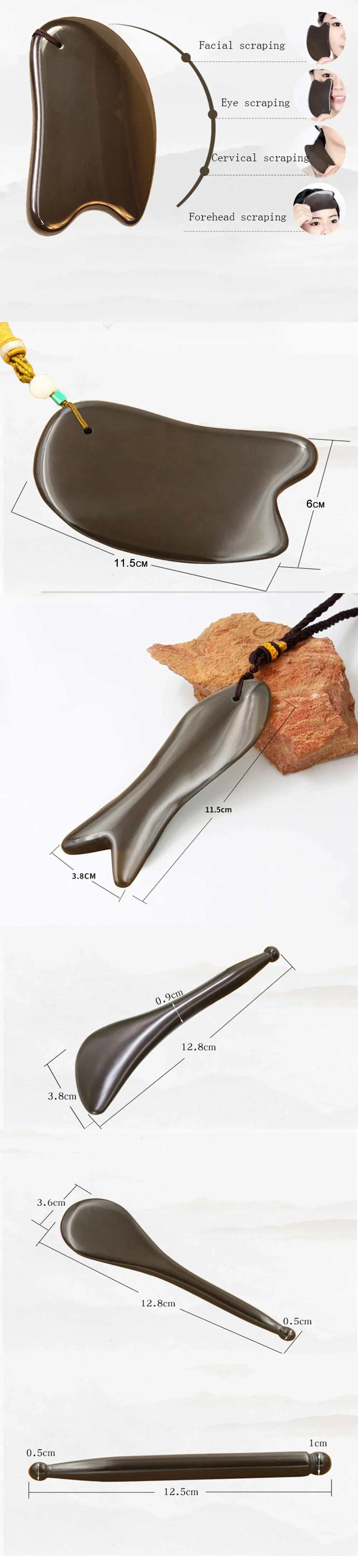 5A Grade Si Bin Bian Stone Massage Guasha Beauty Face Plate scratching Massager Tool body face slimming scraper V-line face