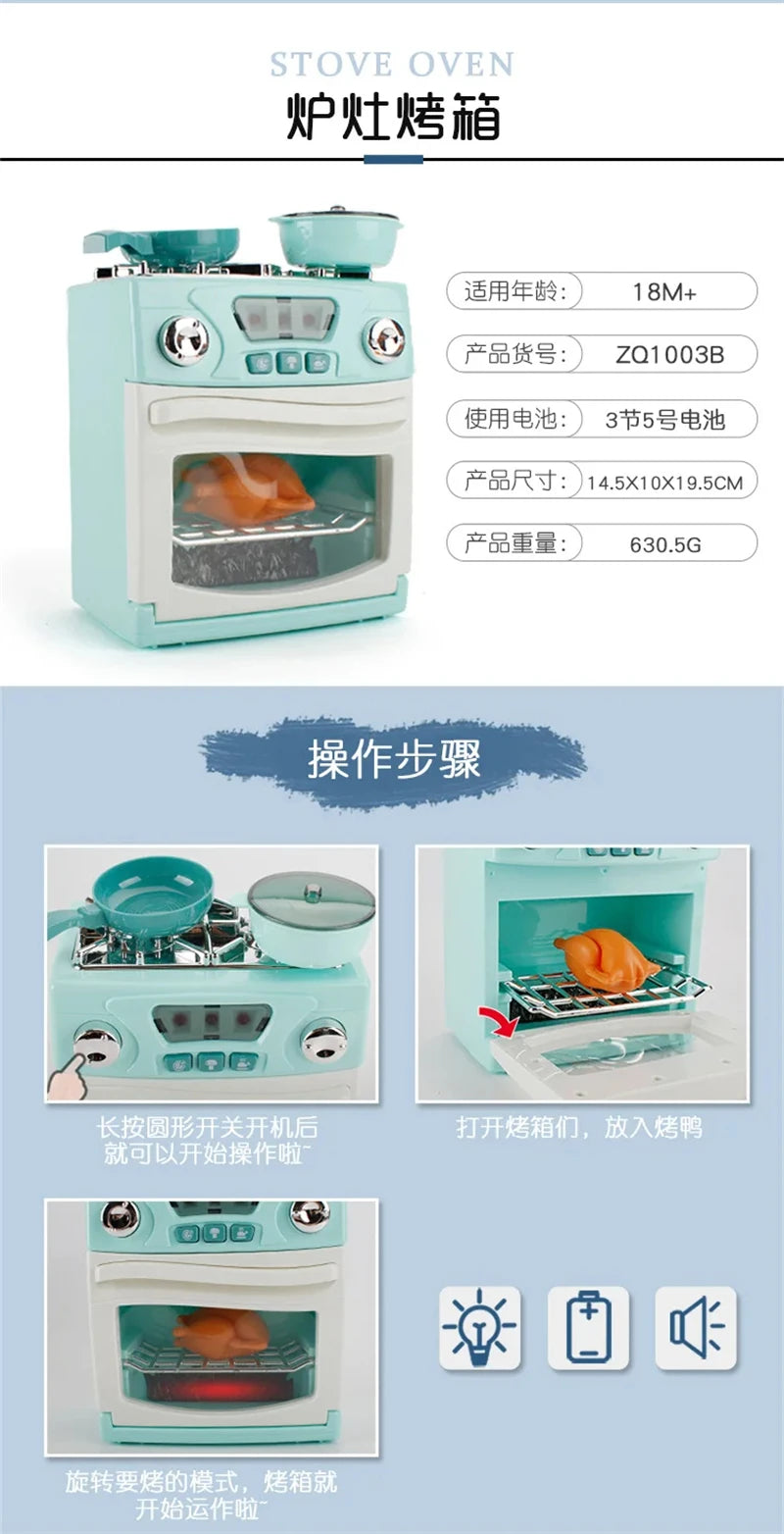 Kitchen Toys for Girls Boys Home Appliances Juicer Washing Machine Toaster Microwave Egg Cooker  Play House Toys