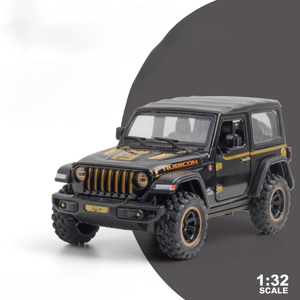 1/32 Wrangler Alloy Diecast Car Models Toy 1941 Rubicon Metal Off-Road Vehicles with Sound Light Car Toys for  Boys