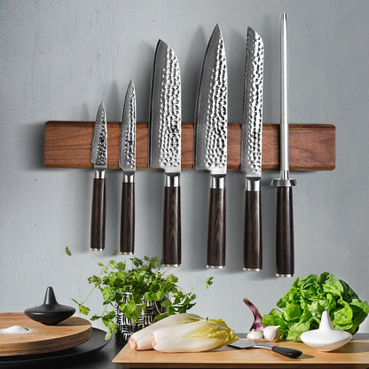 40cm Walnut Solid Wood Magnetic Knife Holder Double Row Strong Magnetic Force No Nails/ Punching Kitchen Accessories