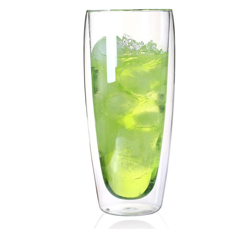 650ml Double Wall Glass Mug Clear Resistant Handmade Kungfu Tea Mug Coffee Milk Juice Lemon Healthy Drink Double Layer Glass Mug
