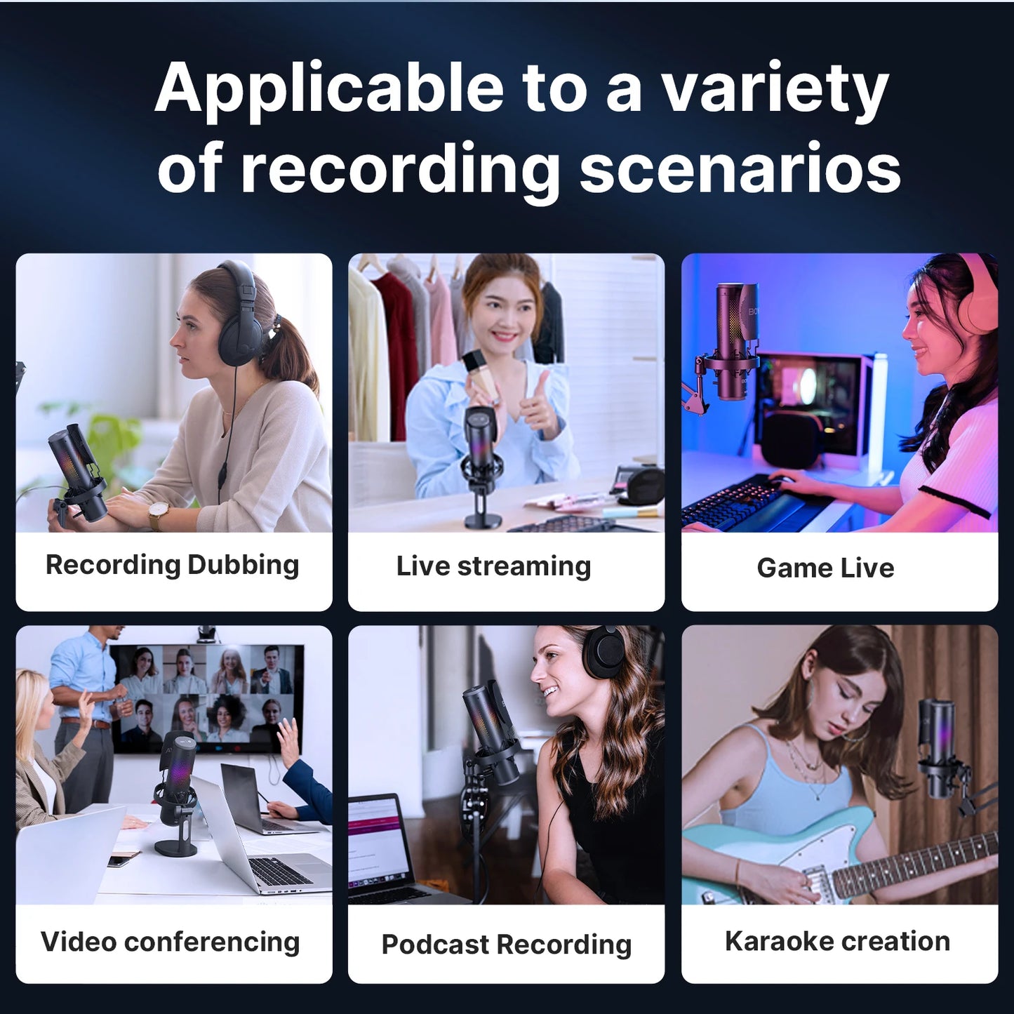 K9 USB Condenser Microphone with RGB Control/Headphone jack/Mute,MIC for PC PS4 PS5 Mac Gaming AmpliGame Youtueb Recording