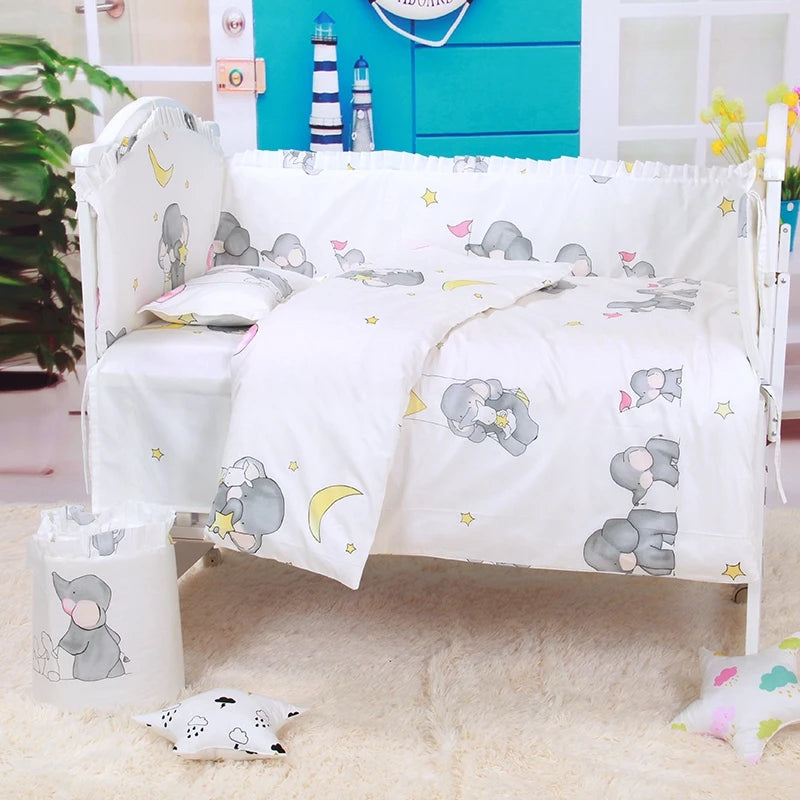 6/9-Pcs Cartoon Print 100% Cotton  Crib Bedding Set – Boys’  to  Nursery Decor (120x60/120x70cm)