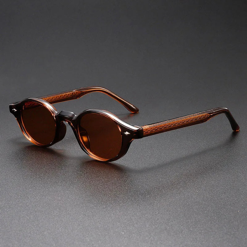 Vintage Oval Acetate Sunglasses With UV400 Protection