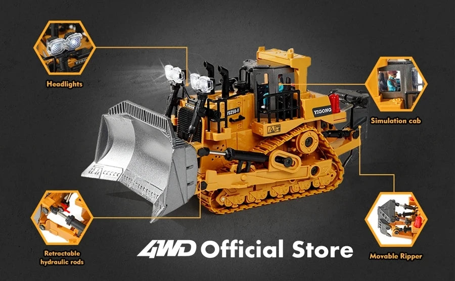 Remote Control Excavator Dump Truck Crawler Bulldozer RC Model Car Toy Alloy Simulation Construction Vehicle Gifts