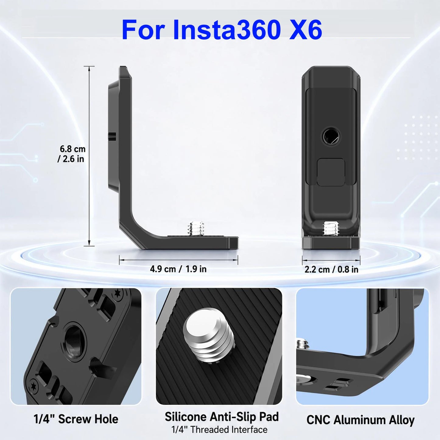 Quick Release Metal L Bracket for Insta360 X4 X5 and X6 Cameras