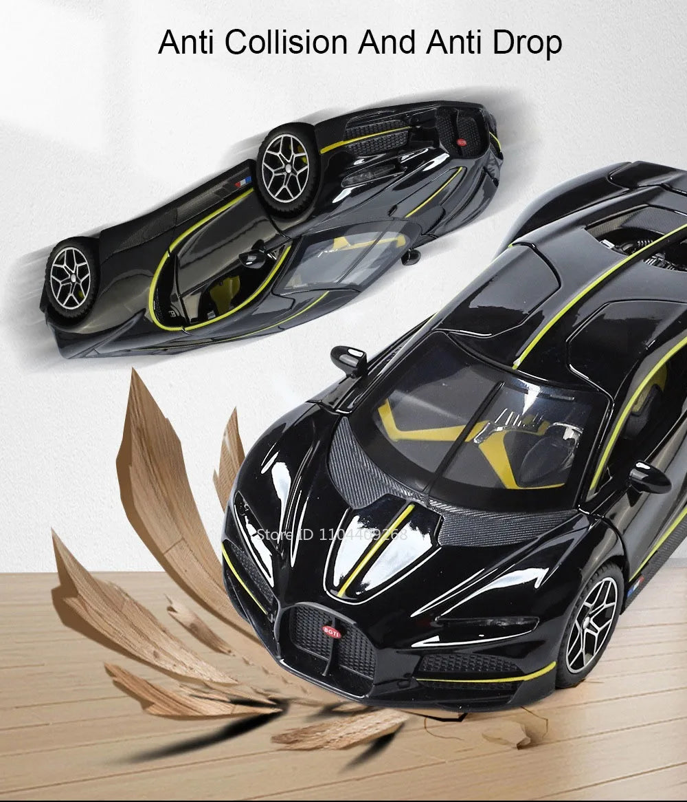 1:32 Scale Tourbillon Chiron Toy Sports Car Model Diecast Metal Sound Light Pull Back Simulation Vehicle Models Ornaments Gift