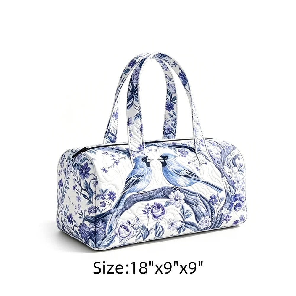 Summer Quilted Duffel Bag Tropical Vacation Carry-on Luggage Beach Travel Tote with Zipper Coconut Tree Surfboard Print Handbag