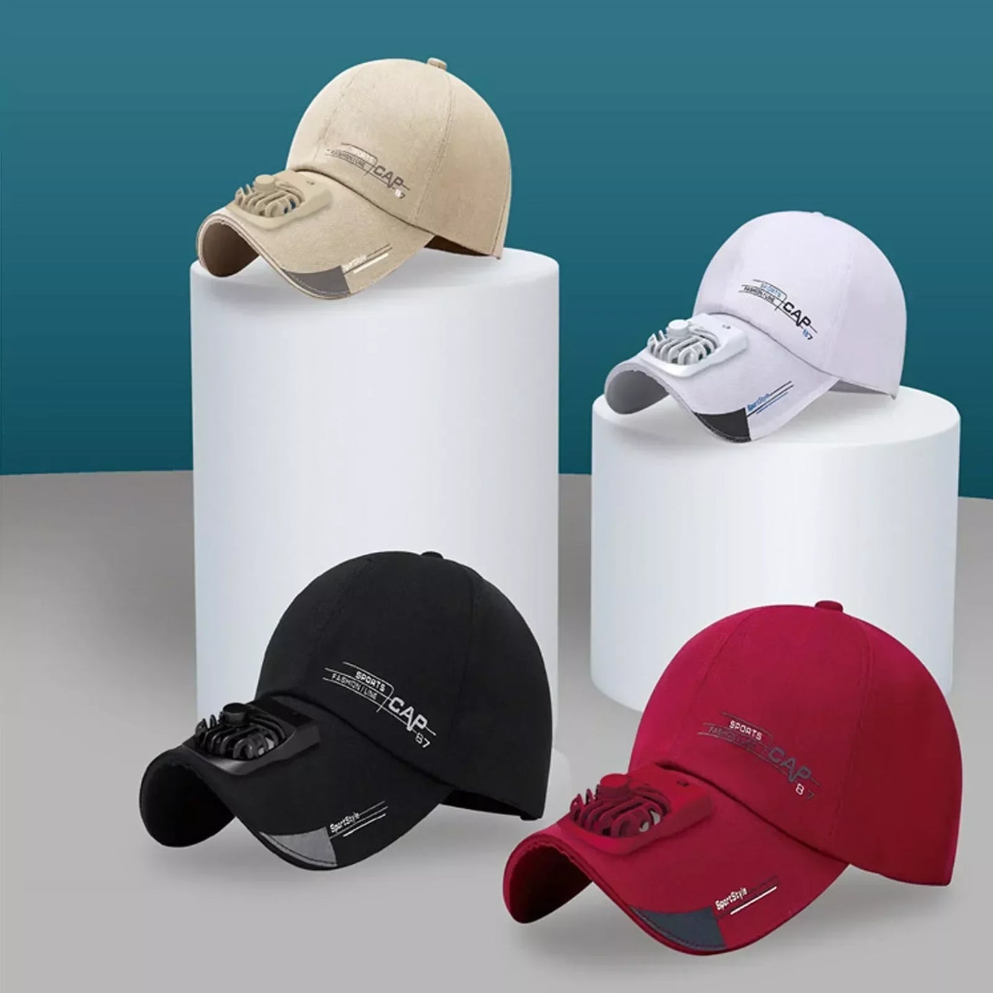 Solar Fan Sun Hat With Dual Fans And USB Charging