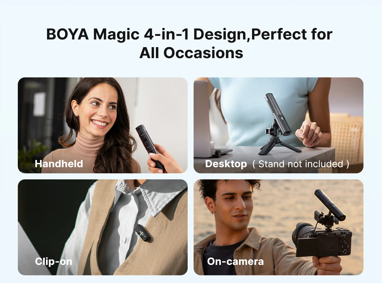Magic Professional Wireless Lapel Microphone Shotgun/Desktop/Handheld Mic for iPhone Android Camera PC Video Recording