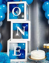 First Birthday Balloon Boxes For Party Decorations 1st Birthday Balloon Blocks Decor with ONE Letter Boy Girl Baby Shower Decor