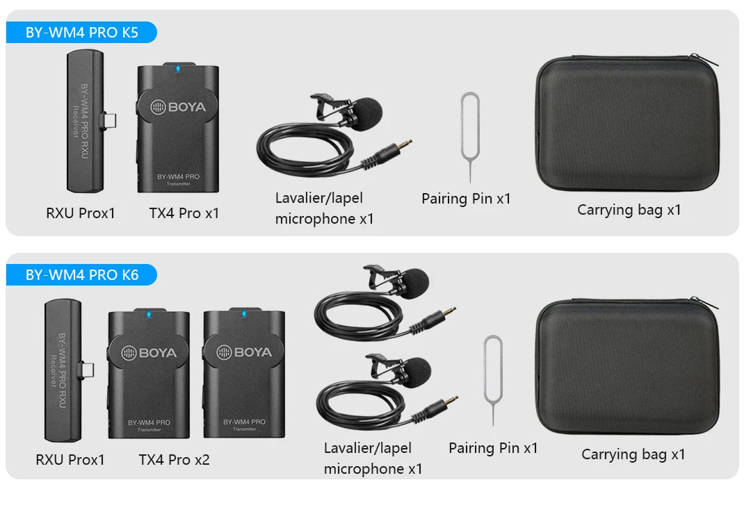 BY-WM4 PRO Wireless Lavalier Microphone for iPhone Android Smartphone DSLR Cameras Youtube Recording Live Streaming Vlog