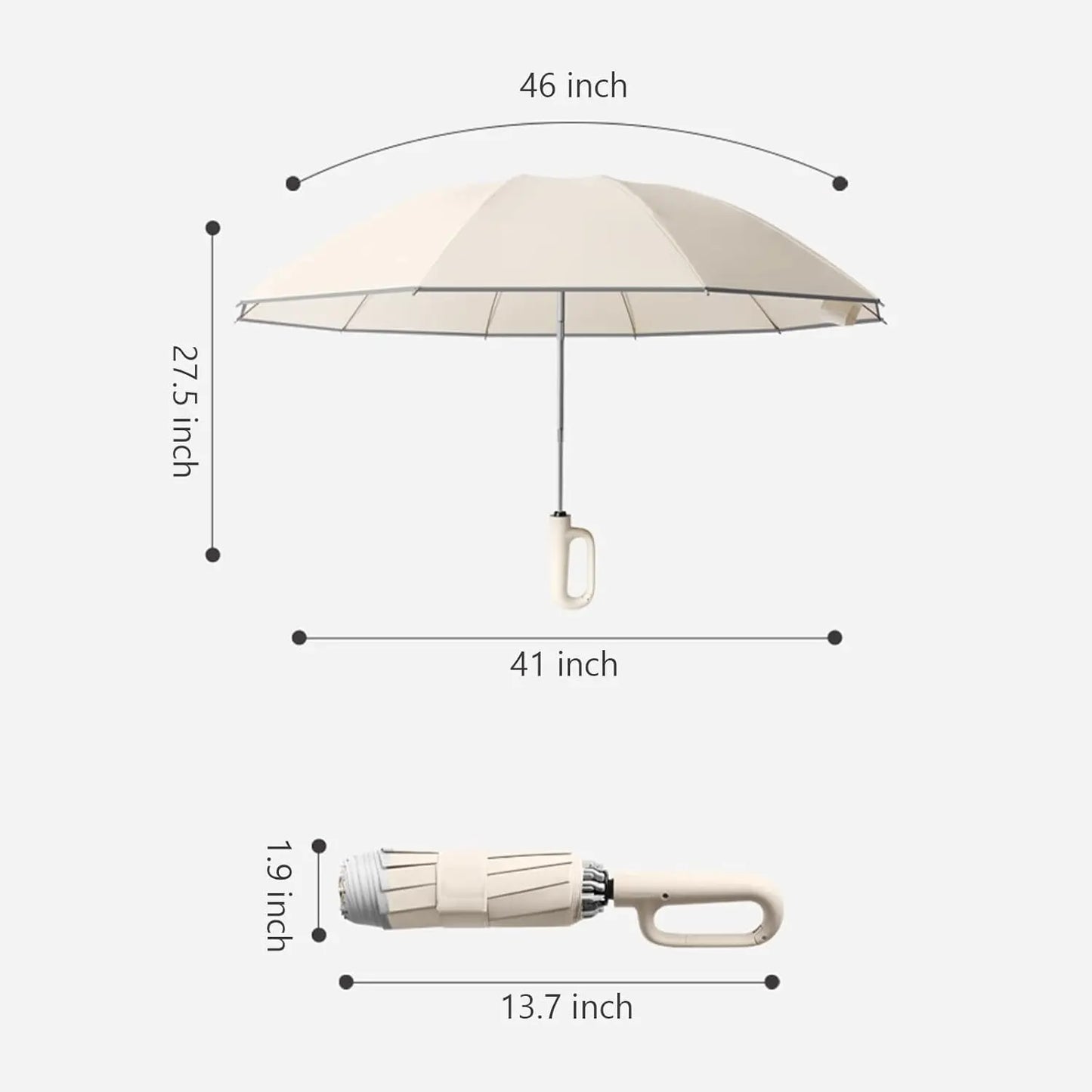Ring Buckle Automatic Umbrella: Reflective Safety Strip，Reverse Folding, Lightweight Compact Travel Portable